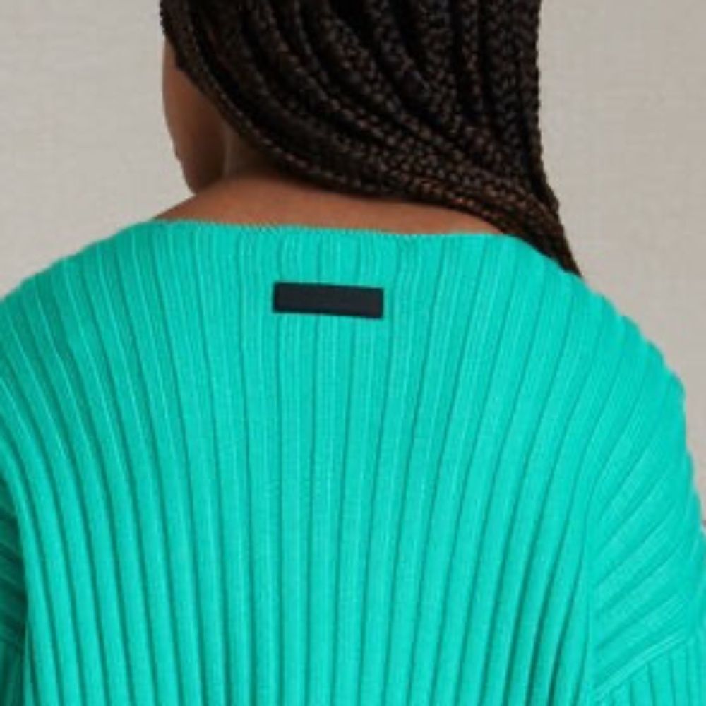 Fear Of God Essentials Boxy Mint Leaf Green Ribbed Crew Neck Sweater‎ Sz 12/L